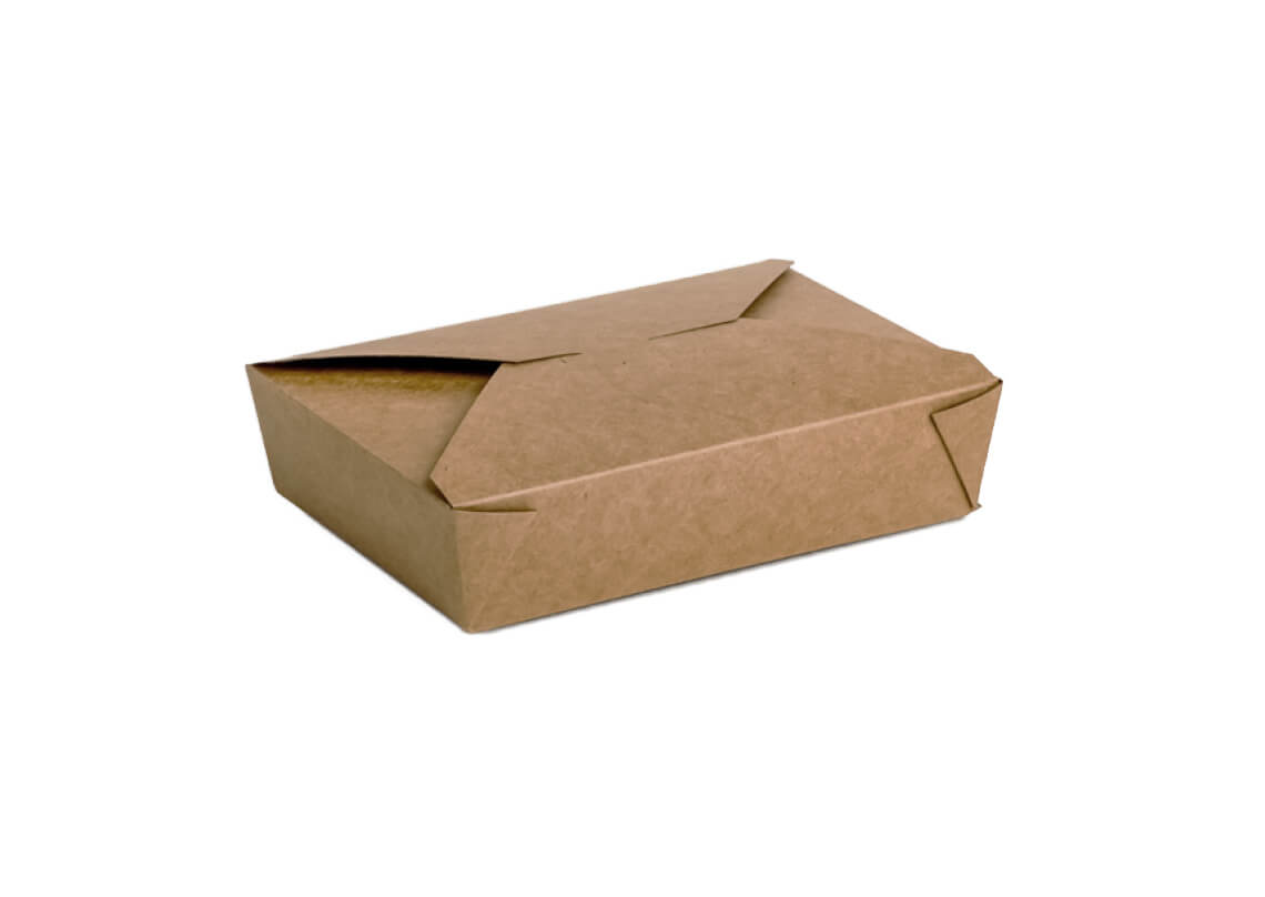 Cutii carton kraft meniuri catering 195 x 140 x H 48 mm, 50 buc/set